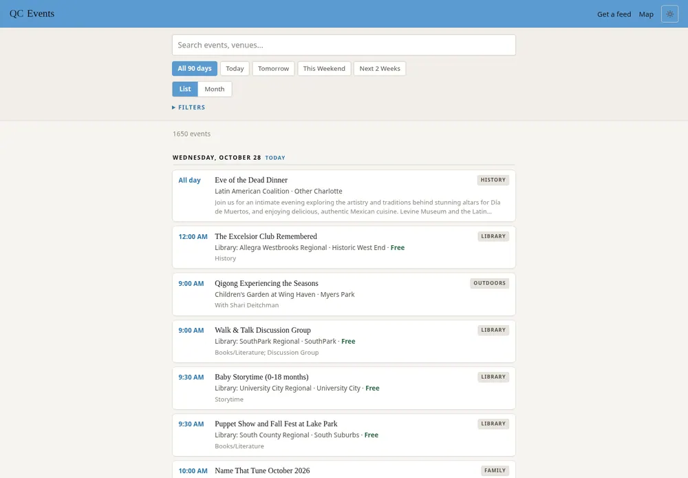 QC Events Calendar Feeds